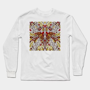 Folk Art Bird | Red Birds | Scandinavian Folk Art Long Sleeve T-Shirt